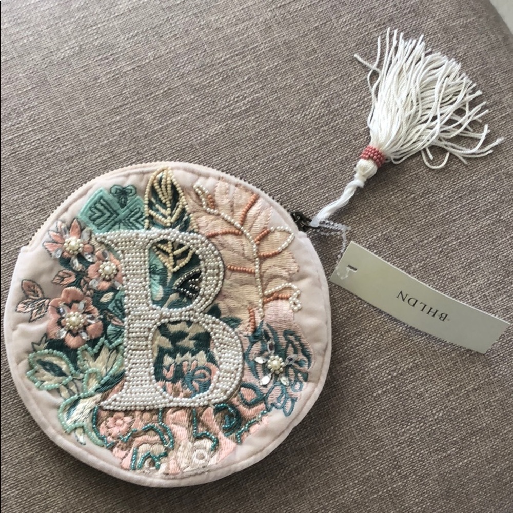 NWT Beaded Monogram Anthropologie/BHLDN Pouch
